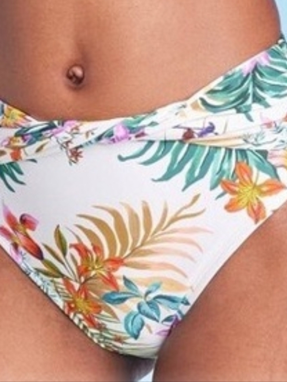 Shade & Shore Twist Front Floral High Waisted Swim Bottoms